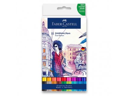 Akvarelový popisovač Faber-Castell Goldfaber Aqua Dual Marker sada, 18 barev