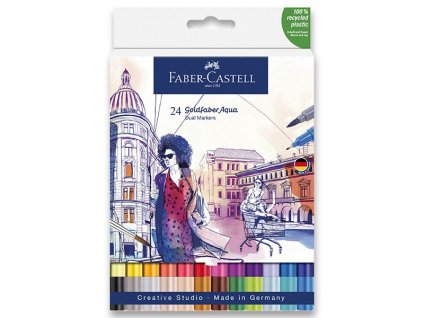 Akvarelový popisovač Faber-Castell Goldfaber Aqua Dual Marker sada, 24 barev