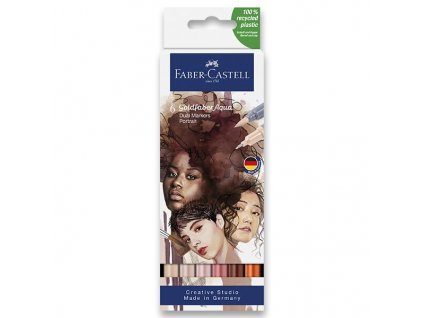 Akvarelový popisovač Faber-Castell Goldfaber Aqua Dual Marker Portrait sada, 6 barev