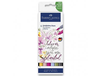Akvarelový popisovač Faber-Castell Goldfaber Aqua Dual Marker Lettering sada, 6 barev