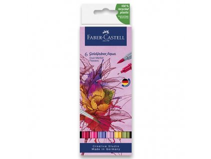 Akvarelový popisovač Faber-Castell Goldfaber Aqua Dual Marker Flowers sada, 6 barev