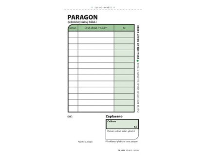 Optys 1070 paragon blok 75 mm x 150 mm nečíslovaný 100 listů, nepropisující