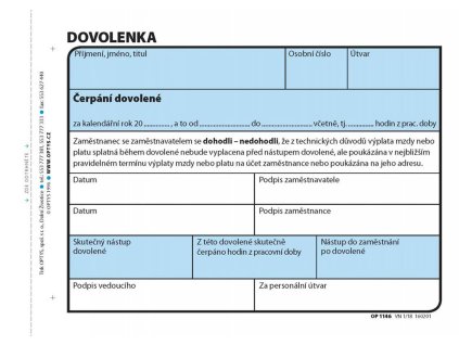 Optys 1146 dovolenka 100 listů A6, nepropisující