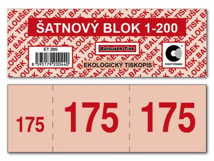 Šatnové bloky Baloušek 135 x 47 mm / 1-200 / 8 odstínů barev / ET295, nepropisující