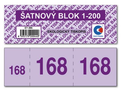Baloušek šatnové bloky - 135 x 47 mm / 1-200 / 8 odstínů barev / ET295, nepropisující