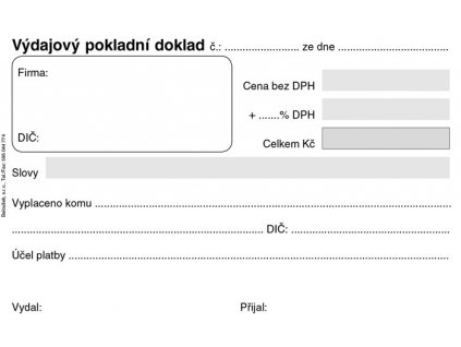 Baloušek výdajový pokladní doklad - A6 / nečíslovaný / 50 listů / ET040, nepropisující