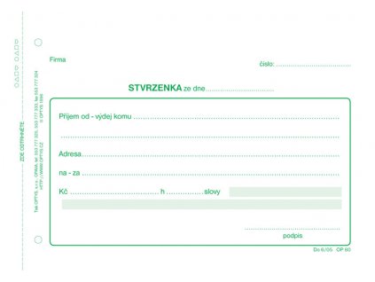 Optys 1080 stvrzenka NCR 100 listů A6, samopropisující