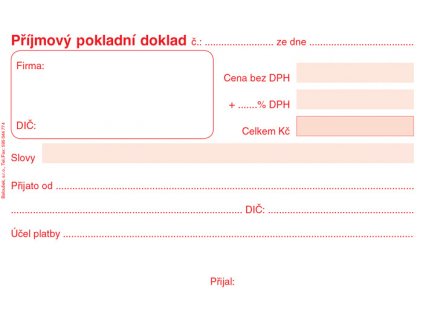 Baloušek příjmový pokladní doklad - A6 / nečíslovaný / 50 listů / ET020, nepropisující