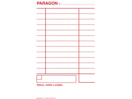 Baloušek paragon blok - 80 x 150 mm / nečíslovaný / 50 listů / ET005, nepropisující