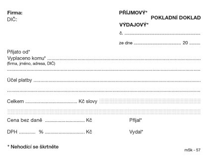 MSK 7400057 univerzální příjmový a výdajový doklad nečíslovaný 100 listů NCR A6, samopropisující