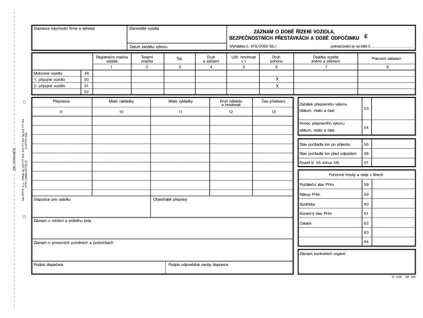 Optys 1166 záznam o provozu nákladního vozidla číslovaný A4, nepropisující