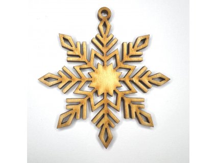 Dřevěný výřez Vločka 4, vyřezaný vzor, 70 mm