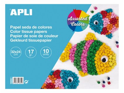 APLI papír hedvábný, 32 x 24 cm, blok 10 listů, mix barev