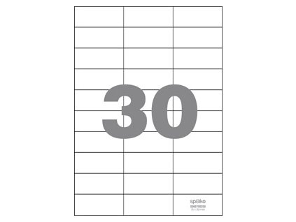 Spoko samolepicí etikety, 70 x 29,6 mm, papír/A4, bílé