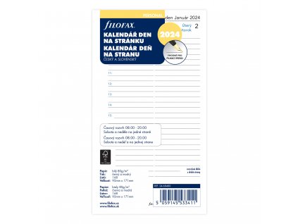 Filofax, Kalendář 2024 osobní, den/1 str, linky, ČJ+SJ