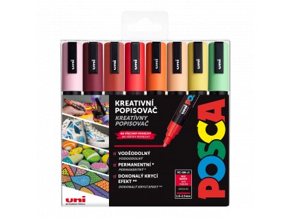 Posca sada popisovačů PC-5M, SUMMER, 1,8 - 2,5 mm, mix teplých tónů, 8 kusů