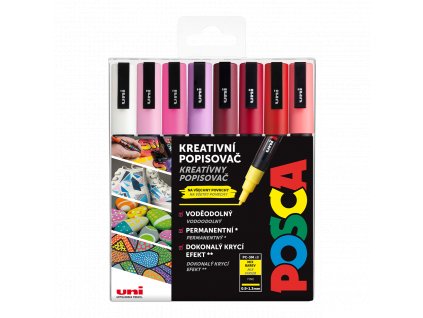 Posca sada popisovačů PC-3M, LOVE, 0,9 - 1,3 mm, mix teplých tónů (8 ks)