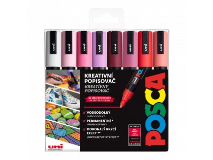 Posca sada popisovačů PC-5M, LOVE, 1,8 - 2,5 mm, mix teplých tónů (8 ks)