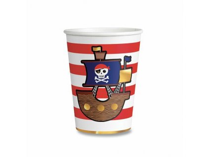 Papírové kelímky Pirates Map objem 0,25 l, 8 ks