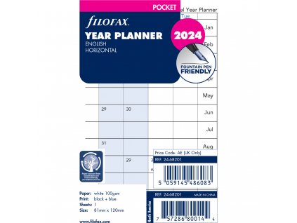 Filofax, Plánovací Kalendář 2024 kapesní, horizontál, aj