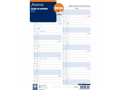 Filofax, Plánovací Kalendář 2024 A4, vertikál, aj