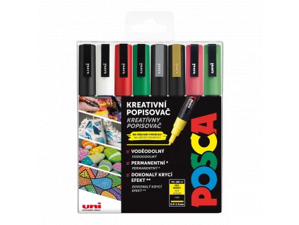 Posca sada popisovačů PC-3M, CHRISTMAS, 0,9 - 1,3 mm, mix vánočních barev (8 ks)