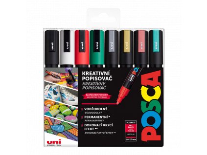 Posca sada popisovačů PC-5M, CHRISTMAS, 1,8 - 2,5 mm, mix vánočních barev (8 ks)