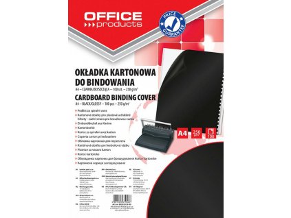 Office Products desky zadní pro kroužk. vazbu, A4, karton, 250 g, lesklé, černé