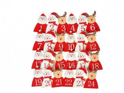 Adventní kalendář - dřevěný kolíček 24 ks
