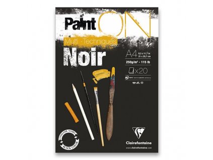 Blok Clairefontaine Paint on Black A4, 20 listů, 250 g