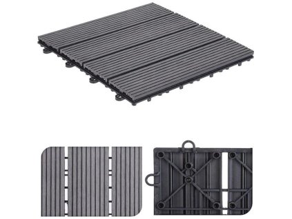 PROGARDEN Dlaždice terasové sada 6 ks polywood šedá KO-X64000020