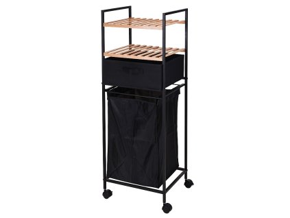 EXCELLENT Regál do koupelny s košem na prádlo 3 police dřevo/kov KO-784500080