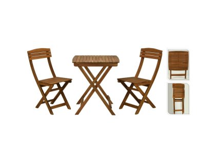 PROGARDEN Sada dřevěného skládacího zahradního nábytku 3 ks KO-VM2000060