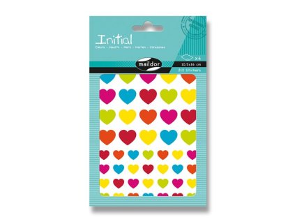 Samolepky Maildor Initial Vícebarevná srdce