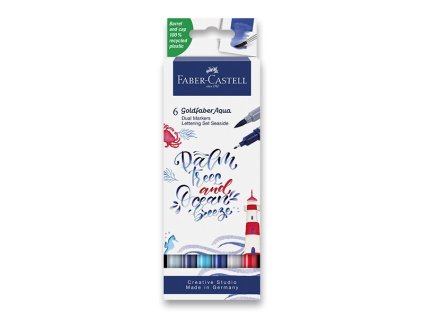 Popisovač Faber-Castell Goldfaber Aqua Dual Marker Lettering Seaside sada, 6 barev