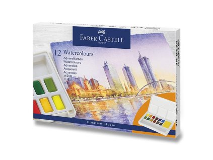 Akvarelové barvy Faber-Castell s paletkou 12 barev