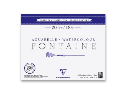 Akvarelový blok Clairefontaine Fontaine Semi Glazed 24 x 30 cm, 25 listů, 300 g