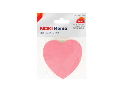 Noki, Samolepicí poznámkový bloček MEMO, 80 listů, 75 x 75 mm, srdce