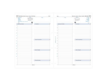Filofax, Kalendář 2025 A4, den/1 strana, business, 5 jazyků