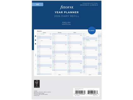 Filofax, Plánovací Kalendář 2026 A5, vertikální, AJ