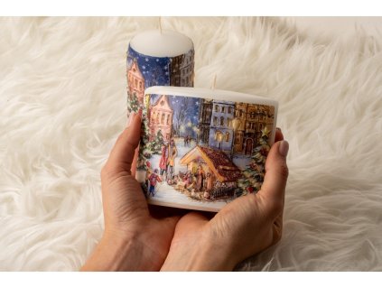 Elipsa 115x53x100 mm Betlém+vánoční strom, svíčka