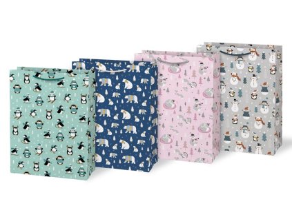 Vánoční dárková taška L - děstký mix / 26 x 32 cm