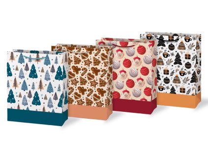 Vánoční dárková taška - mix motivů / 26 x 32 cm