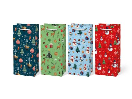 Vánoční dárková taška - mix motivů / 10 x 22 cm