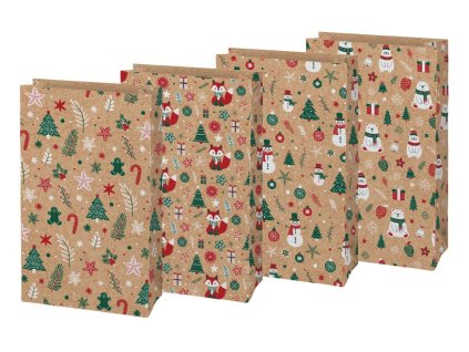 Vánoční sáček KRAFT 3 - mix motivů / 15 x 27 x 9 cm