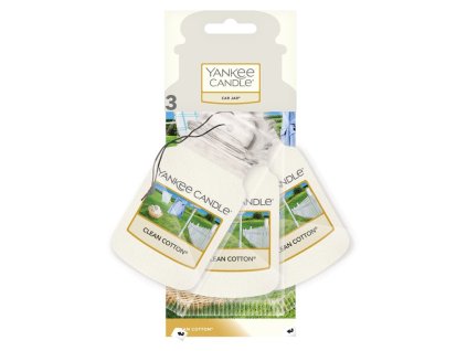 YANKEE CANDLE CLEAN COTTON VŮNĚ DO AUTA - SADA (3 KS) PAPÍROVÝCH AUTO VISAČEK