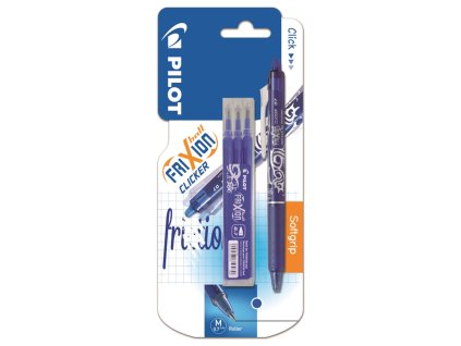 Pilot, Sada 1 ks Roller FriXion Ball Clicker, 0.7, (M) střední, + 3 ks náplně, modrá, blistr
