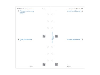 Filofax, Kalendář 2025 osobní, 2 dny/1 strana, 3 jazyky