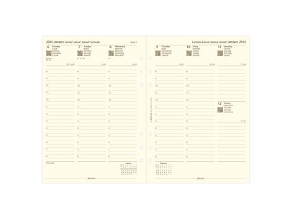 Filofax, Kalendář 2025 A5, týden/2 strany, sloup, krémová, 5 jazyků