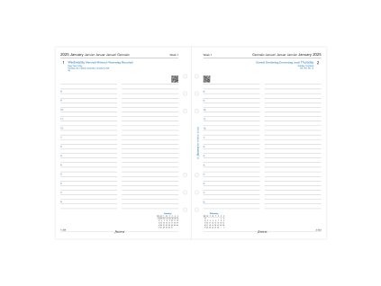 Filofax, Kalendář 2025 A5, den/1 strana, 5 jazyků